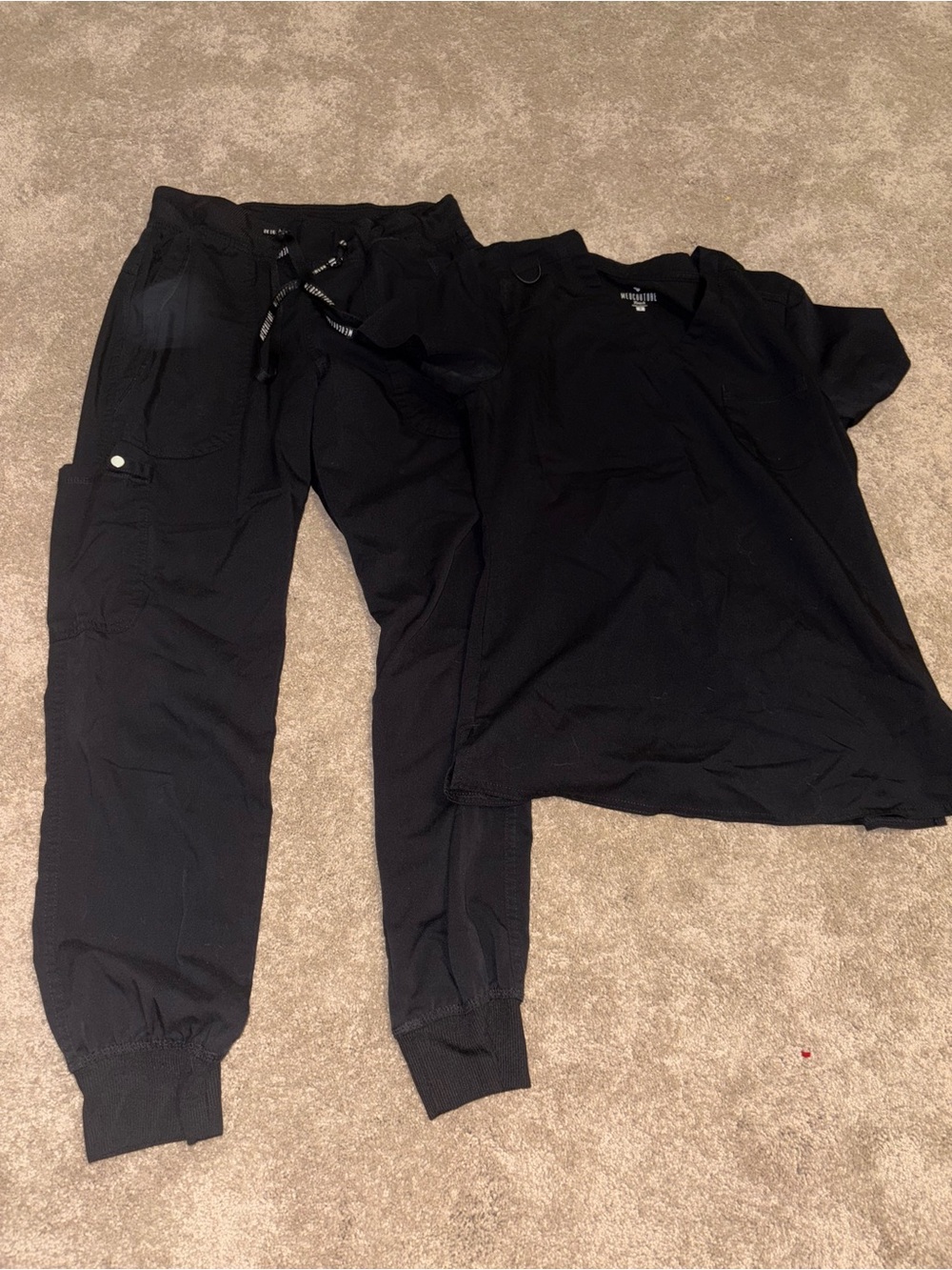 Med Couture Black Drawstring Jogger Pants and top